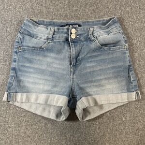 WallFlower Denim Shorts Womens Size‎ 7 Blue Mid Rise Cuffed Stretch Jean